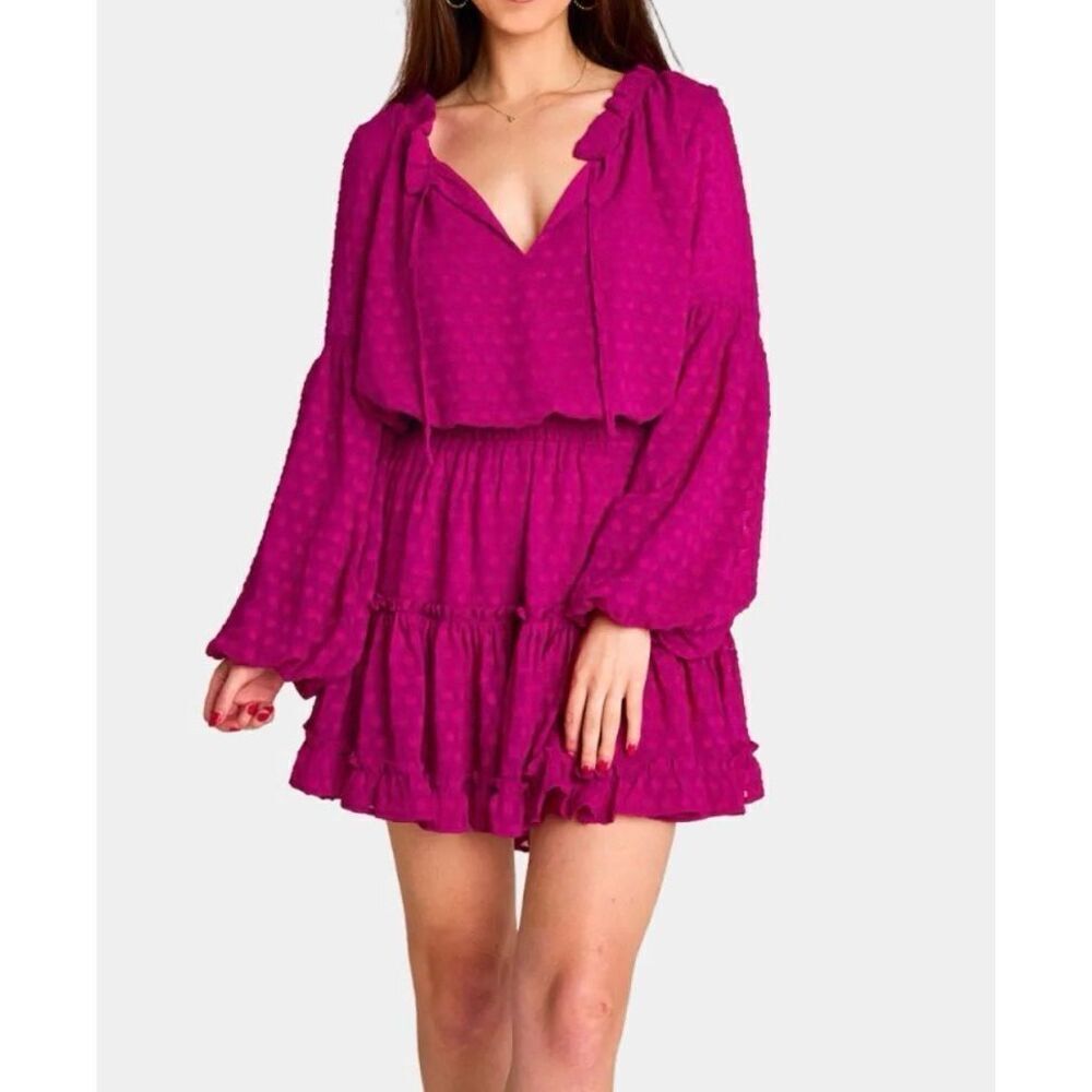 NWOT BUDDY LOVE Pink Lady Zozo Elastic Waist Lined Mini Dress Women's Small